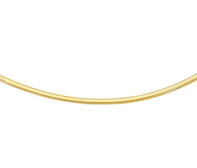 14K 3mm Classic Omega with Box Lock - Lexie Jordan Jewelry