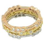 Three Stone Beaded Stacking Ring | 18K Gold | Custom Gemstones - Lexie Jordan Jewelry