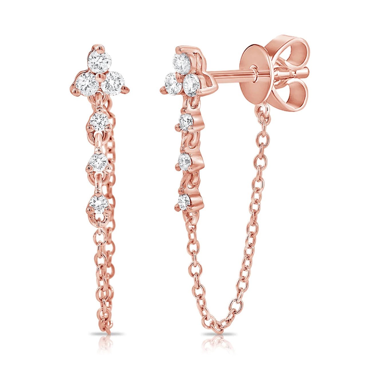 14 K gold diamond cluster chain earrings - Lexie Jordan Jewelry