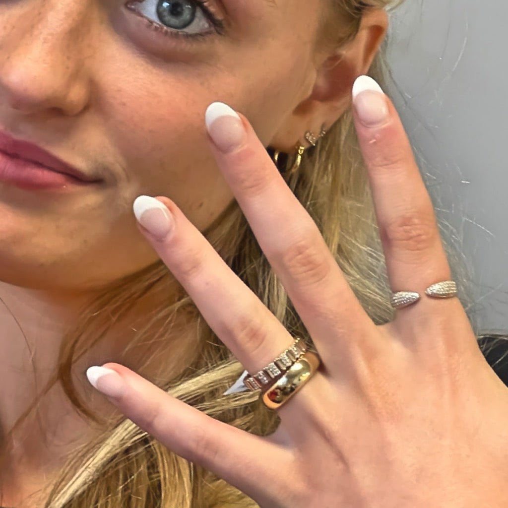 14 K yellow gold and diamond curvy band - Lexie Jordan Jewelry