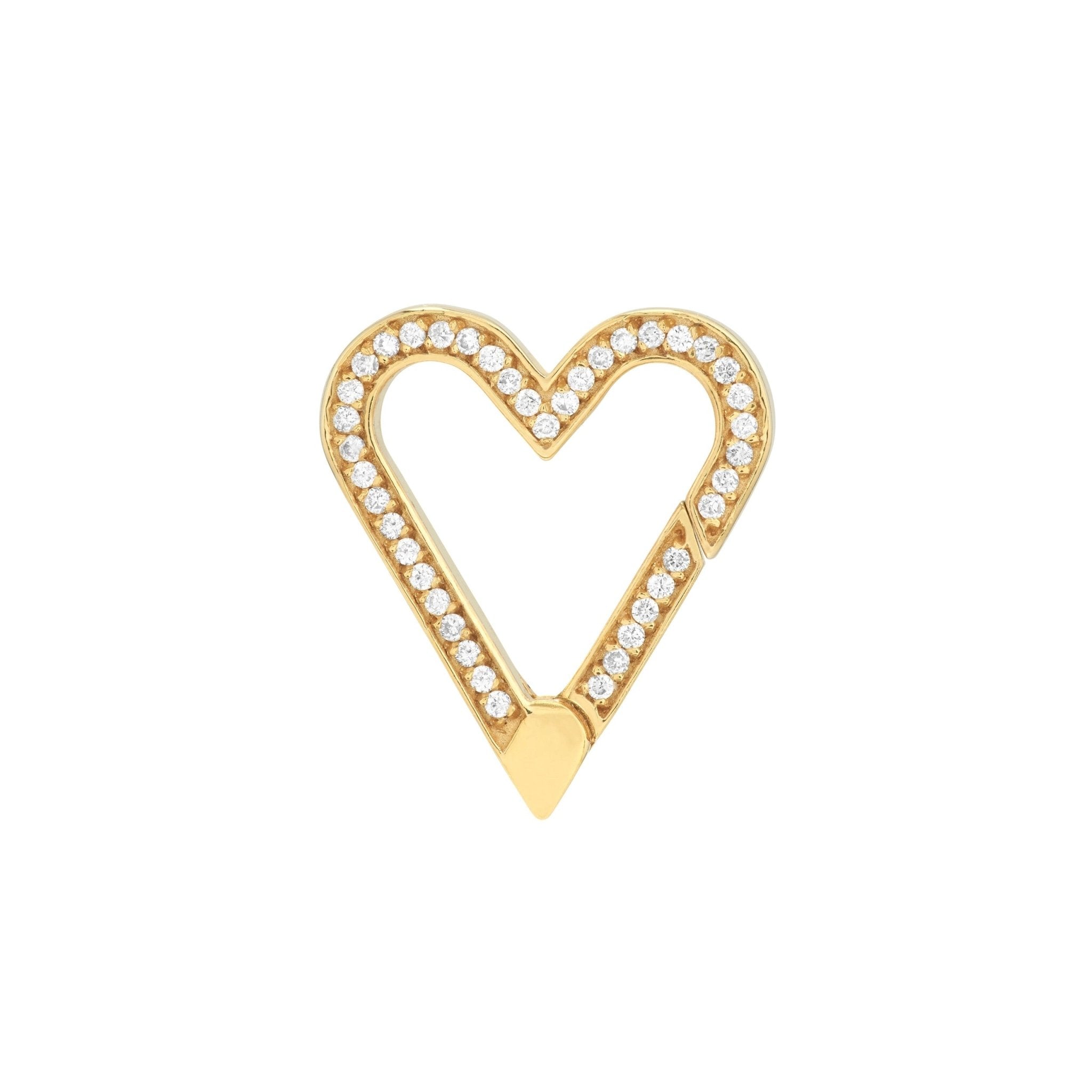 14k Diamond open heart push lock - Lexie Jordan Jewelry