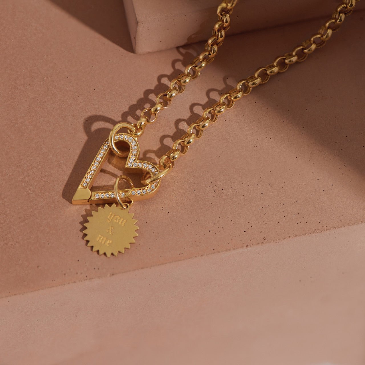 14k Diamond open heart push lock - Lexie Jordan Jewelry