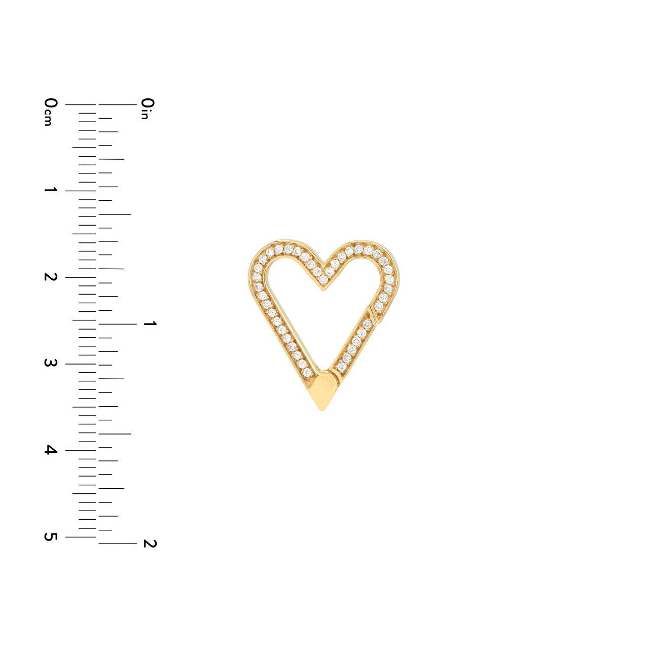 14k Diamond open heart push lock - Lexie Jordan Jewelry