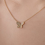 14K Gold Pave Diamond Butterfly Necklace - Lexie Jordan Jewelry