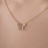14K Gold Pave Diamond Butterfly Necklace - Lexie Jordan Jewelry