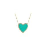 14k Gold Turquoise Heart Diamond necklace - Lexie Jordan Jewelry