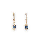 14K Yellow gold sapphire and diamond Huggies - Lexie Jordan Jewelry
