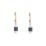 14K Yellow gold sapphire and diamond Huggies - Lexie Jordan Jewelry