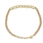 14k Yellow Gold White Topaz Heart With Cuban Link Chain Bracelet - Lexie Jordan Jewelry