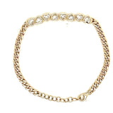 14k Yellow Gold White Topaz Heart With Cuban Link Chain Bracelet - Lexie Jordan Jewelry