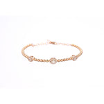 14kt Rose Gold Beaded Bracelet with Three Oval Diamond Stations - Lexie Jordan Jewelry