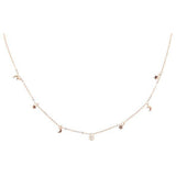 14kt Rose Gold Dangling Moon and Star Necklace with Diamond Bezel - Lexie Jordan Jewelry