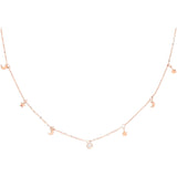 14kt Rose Gold Dangling Moon and Star Necklace with Diamond Bezel - Lexie Jordan Jewelry