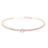 18K Rose Gold Beaded Bracelet with One Oval Diamond Station - Lexie Jordan Jewelry