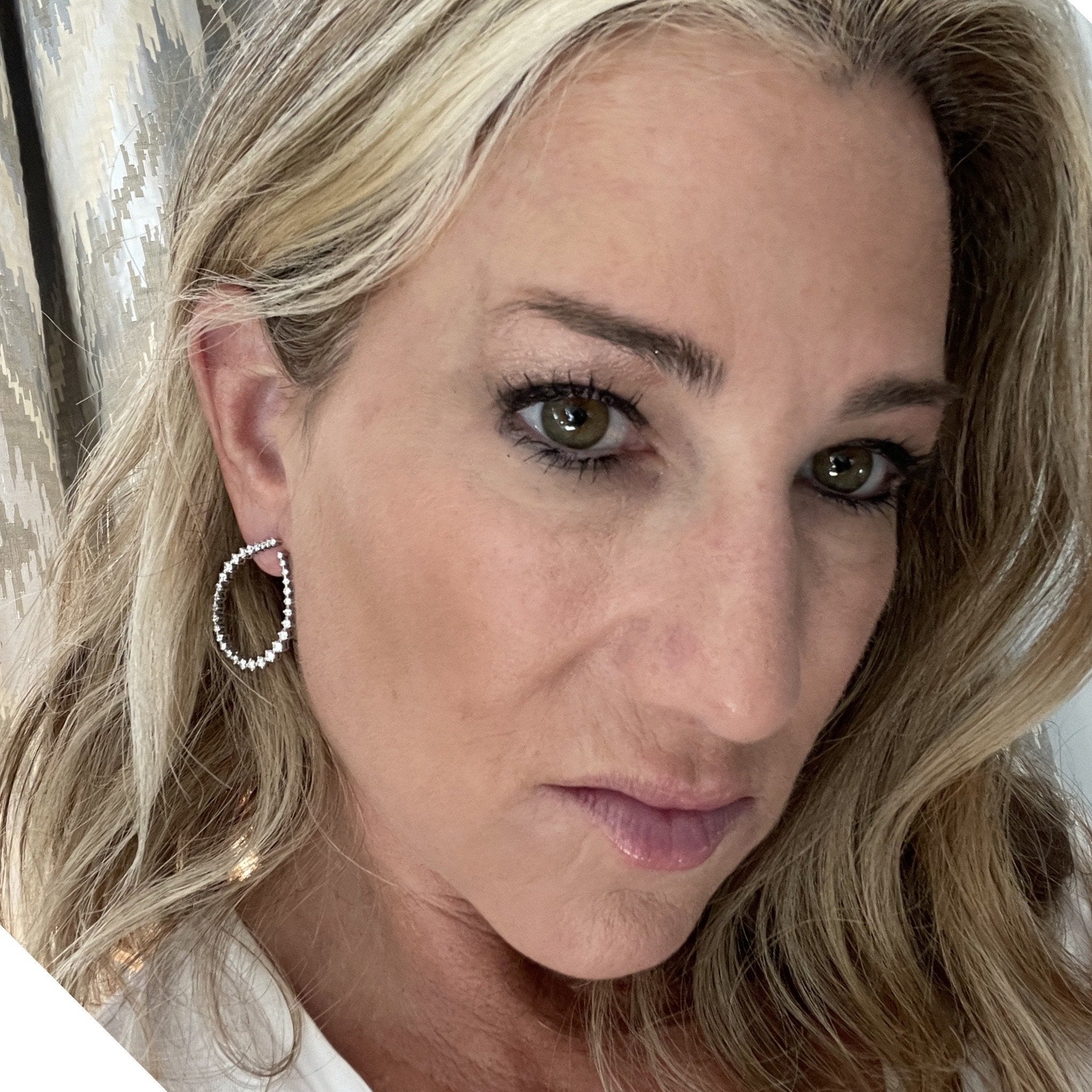 18k White Gold Diamond Pear Shape Hoop Earrings - Lexie Jordan Jewelry