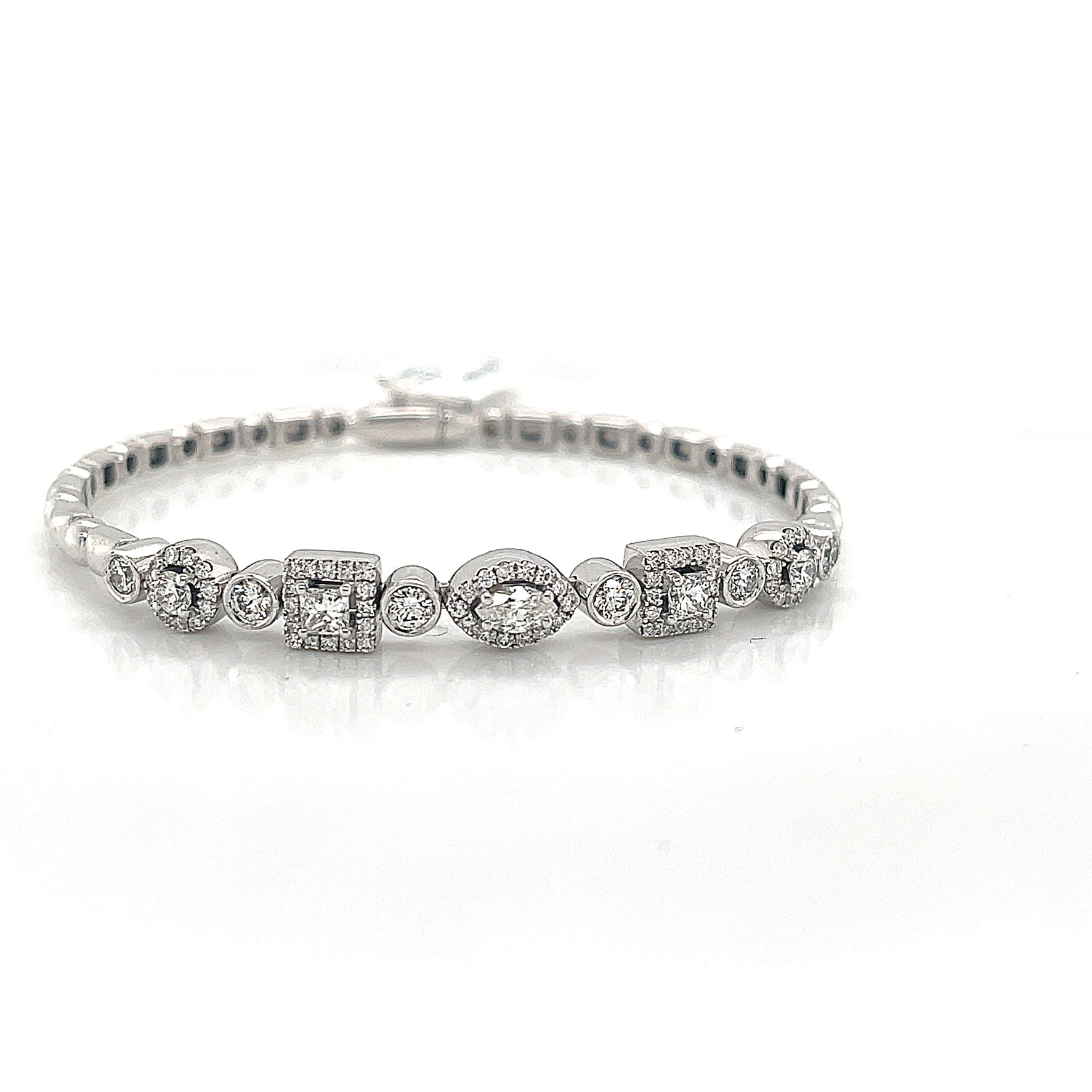 18K white gold Mixed Diamond Bangle - Lexie Jordan Jewelry