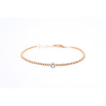 18kt Gold Bracelet with One Round Diamond Station - Lexie Jordan Jewelry