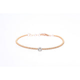 18kt Gold Bracelet with One Round Diamond Station - Lexie Jordan Jewelry