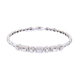 18kt White Gold Beaded Bracelet with Round and Emerald Cut Diamonds - Lexie Jordan Jewelry
