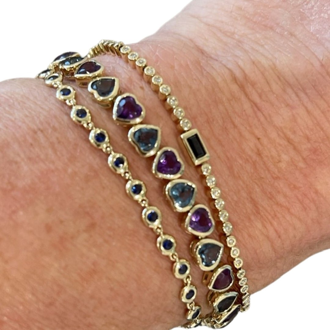 Amethyst and Topaz Heart Bezel Bracelet - Lexie Jordan Jewelry