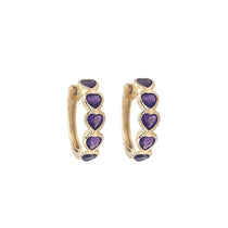 Amethyst heart bezel huggies - Lexie Jordan Jewelry