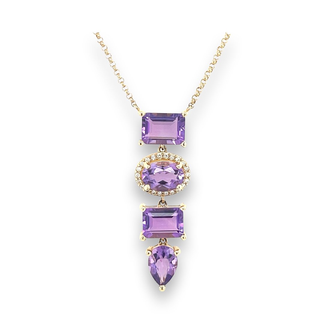 Amethyst multi shape diamond necklace - Lexie Jordan Jewelry