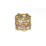 Barley Twist Graduation Ring | 18K Gold | Diamond Flower - Lexie Jordan Jewelry