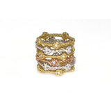 Barley Twist Graduation Ring | 18K Gold | Diamond Flower - Lexie Jordan Jewelry