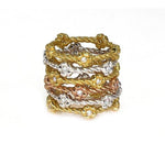 Barley Twist Graduation Ring | 18K Gold | Diamond Flower - Lexie Jordan Jewelry