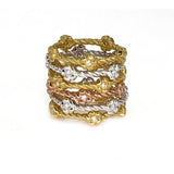 Barley Twist Graduation Ring | 18K Gold | Diamond Flower - Lexie Jordan Jewelry