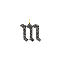 Black Diamond Small Initial Charm Necklace | 14K Gold | Black Diamonds - Lexie Jordan Jewelry