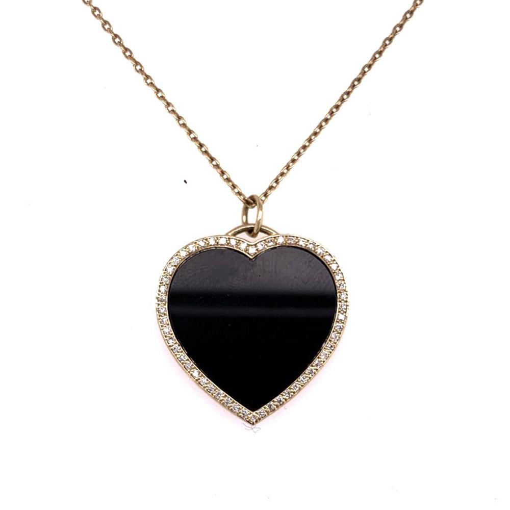 Black Onyx and Diamond Heart Pendant 14K - Lexie Jordan Jewelry