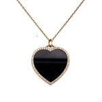 Black Onyx and Diamond Heart Pendant 14K - Lexie Jordan Jewelry