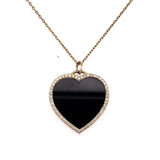 Black Onyx and Diamond Heart Pendant 14K - Lexie Jordan Jewelry