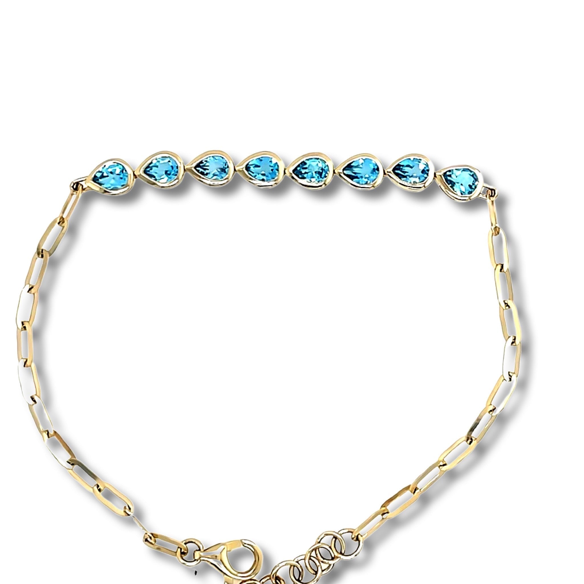 Blue pear shaped topaz bezel | Paperclip Chain - Lexie Jordan Jewelry