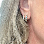 Blue topaz heart bezel huggies - Lexie Jordan Jewelry