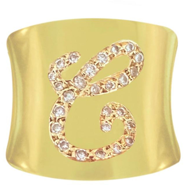 Cigar Diamond Initial Ring - Lexie Jordan Jewelry