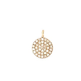 Circle Pave Diamond Round Charm 14K Gold and Diamonds - Lexie Jordan Jewelry