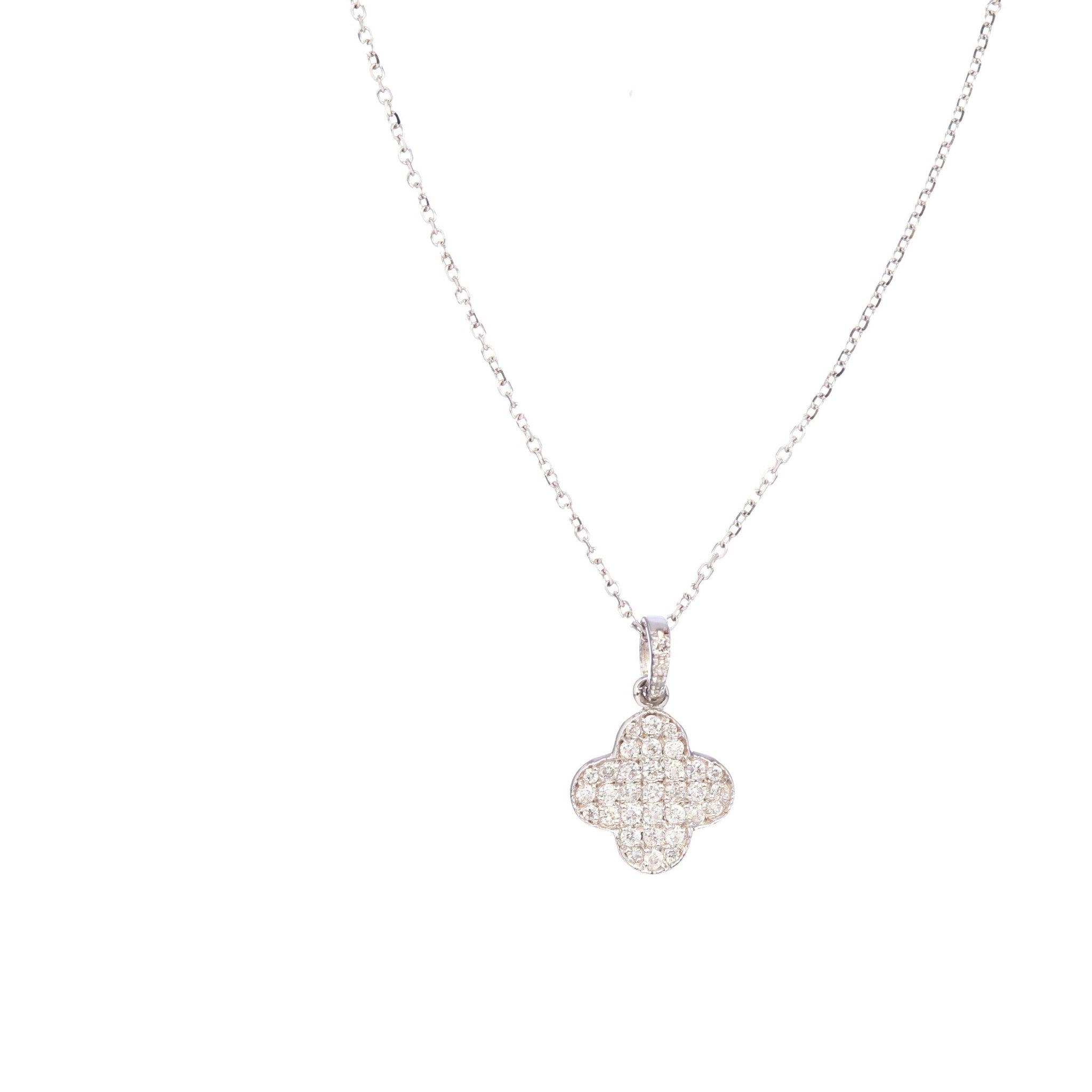 Clover Charm Necklace | Quatrefoil Design | 14K Gold | Pave Diamonds - Lexie Jordan Jewelry