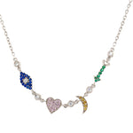 Colored CZ I love You To The Moon and Back Sterling Silver Necklace - Lexie Jordan Jewelry