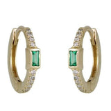 Diamond Emerald Huggies - Lexie Jordan Jewelry