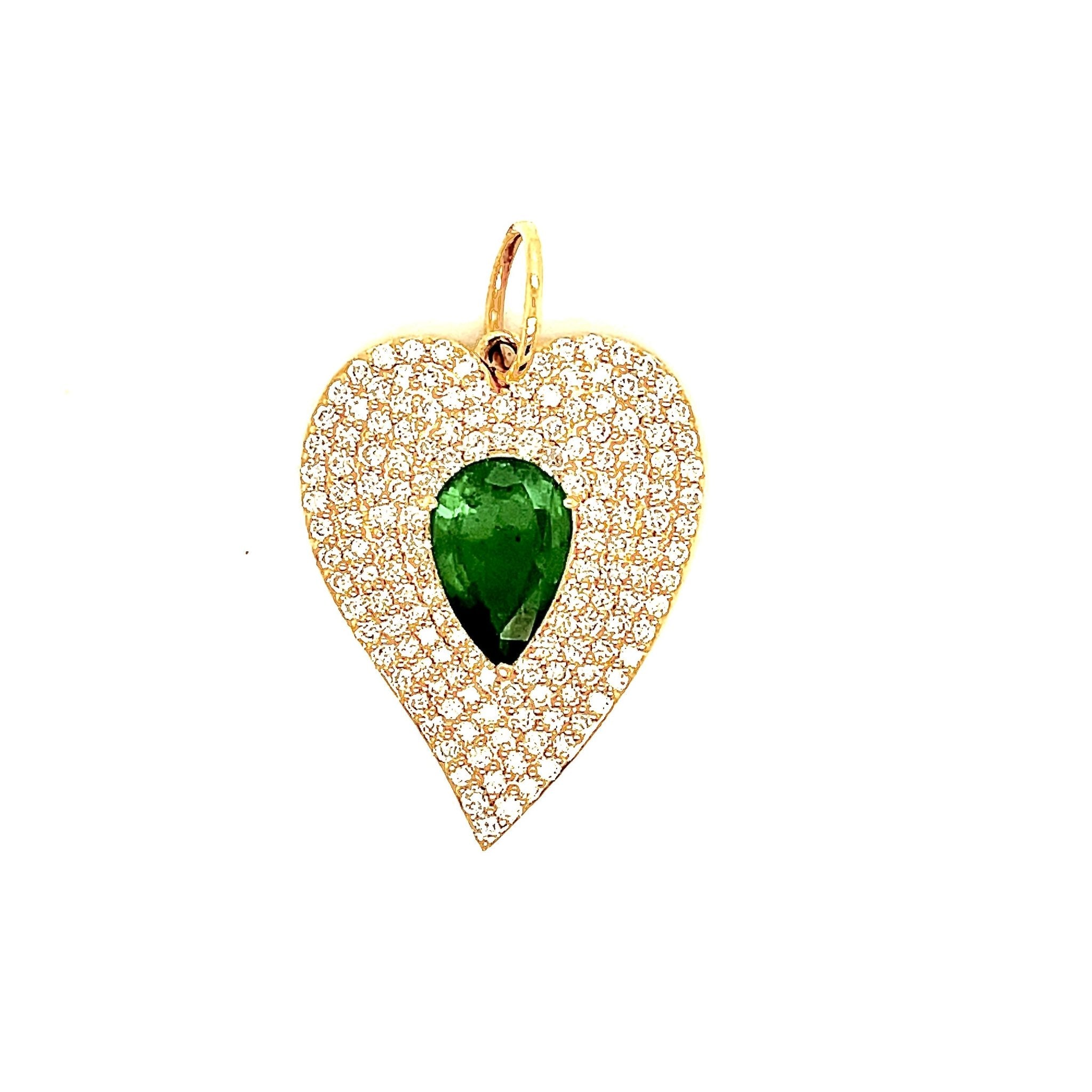 Diamond Emerlad Pear Heart Pendant - Lexie Jordan Jewelry