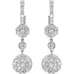 Diamond Flower Drop Earrings | 18K Gold Millefiori | Art Nouveau Style - Lexie Jordan Jewelry