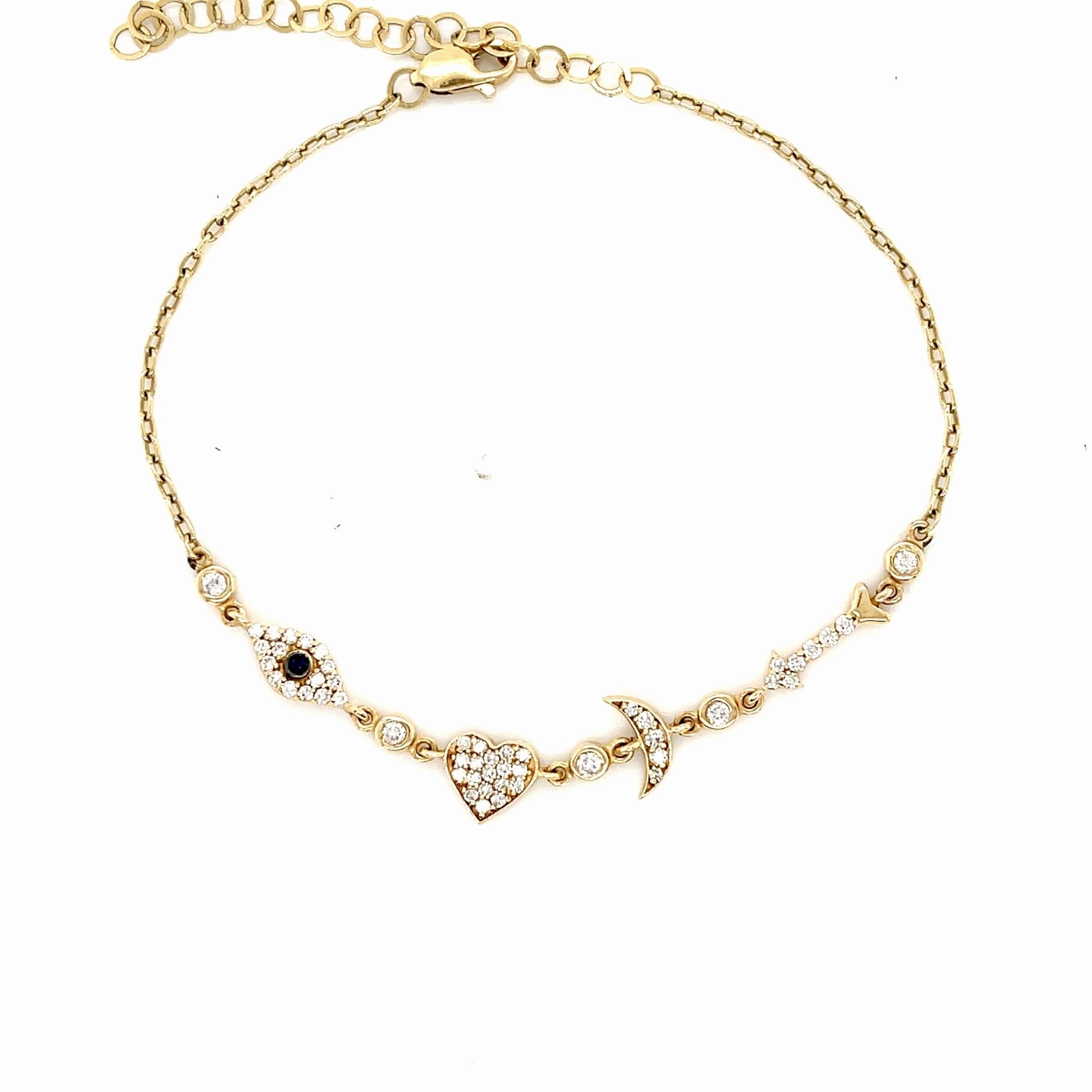 Diamond I Love You to the Moon and Back Bracelet| 14 kt gold | natural diamonds - Lexie Jordan Jewelry