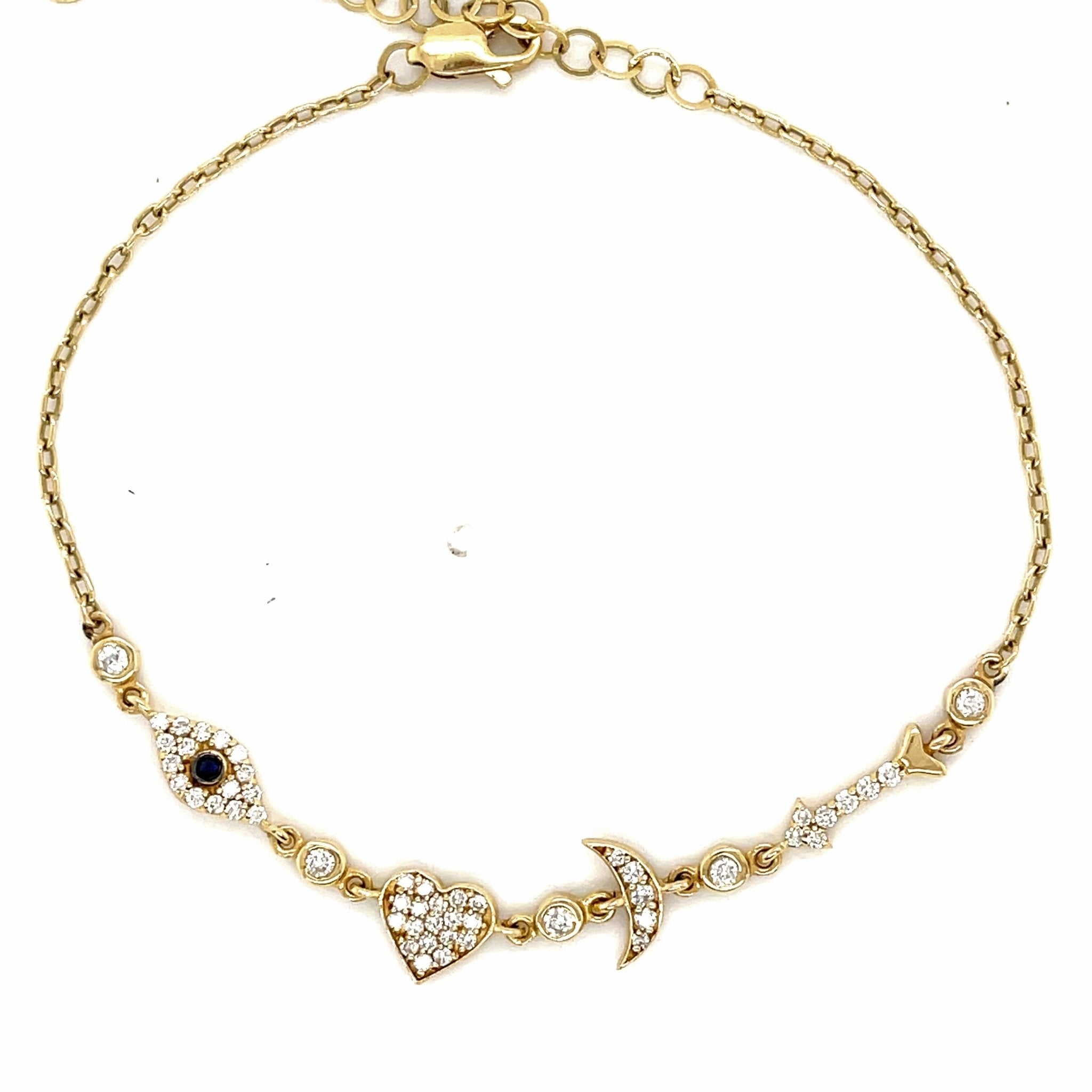 Diamond I Love You to the Moon and Back Bracelet| 14 kt gold | natural diamonds - Lexie Jordan Jewelry