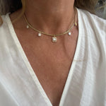 Diamond Necklace | Emerald Cut Dangling Diamonds | 18K - Lexie Jordan Jewelry