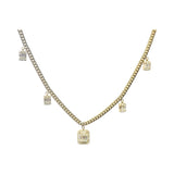Diamond Necklace | Emerald Cut Dangling Diamonds | 18K - Lexie Jordan Jewelry