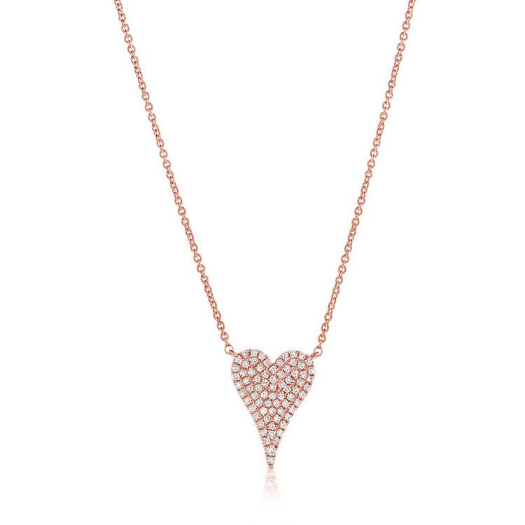 Elongated Heart Necklace | Pave Diamonds | 14K Gold - Lexie Jordan Jewelry