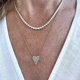 Elongated Heart Necklace | Pave Diamonds | 14K Gold - Lexie Jordan Jewelry