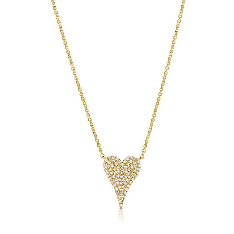 Elongated Heart Necklace | Pave Diamonds | 14K Gold - Lexie Jordan Jewelry